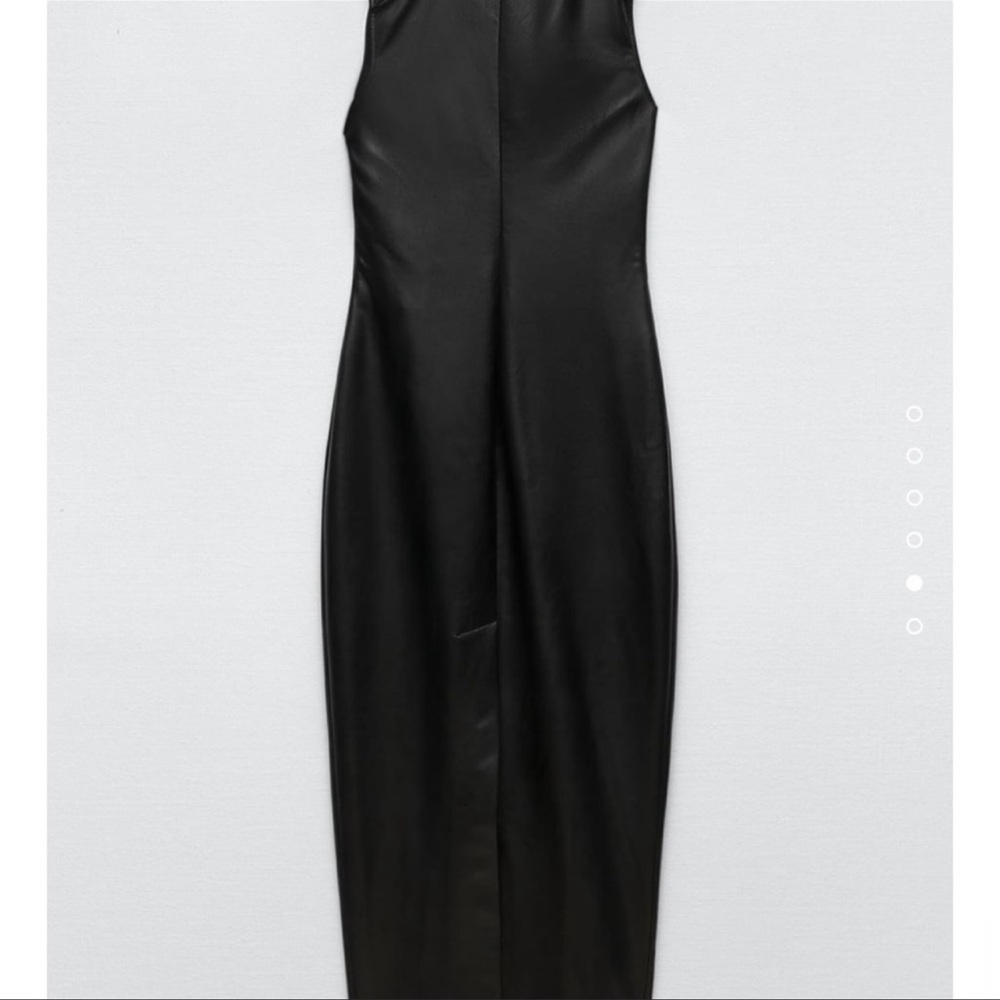 ZARA BLOGGERS FAV FAUX LEATHER MIDI DRESS - Picture 11 of 12